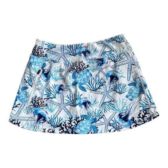 Sporty Girl Skort Size Medium Blue Nautical Sealife UPF 50+ Protection NWT - Picture 2 of 11